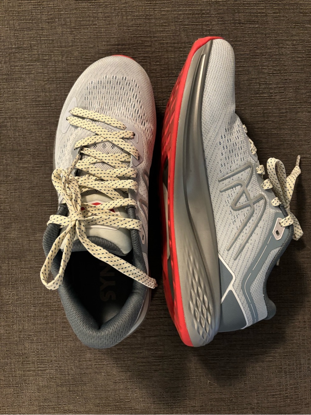 Light Gray & Coral Women's Running Shoes